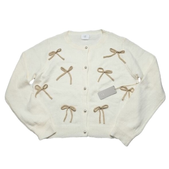 Anthropologie Luna Ivy 3D Bow Cardigan Sweater - Picture 2 of 8